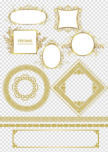 Frame , Paper frame, Golden China Wind pattern material transparent background PNG clipart