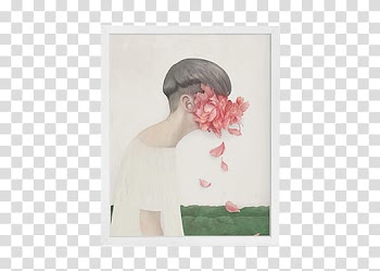 Frame , person in white top and pink flowers on face painting transparent background PNG clipart