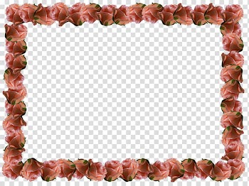 Frame, pink rose flower forming rectangular frame transparent background PNG clipart
