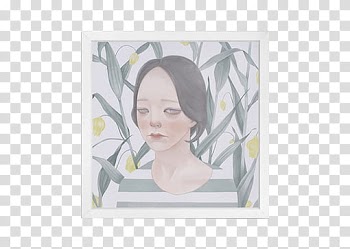 Frame , portrait painting of woman with sad face transparent background PNG clipart