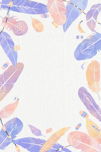 Frame psd Boho feather pastel purple