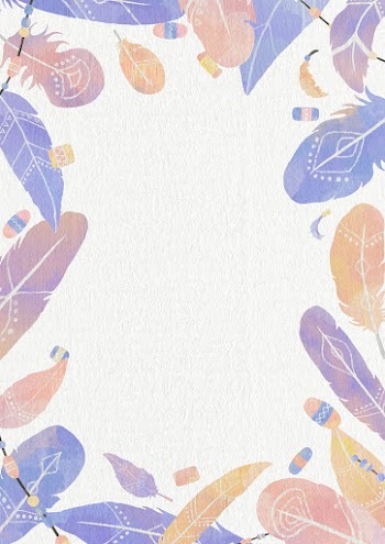 Frame psd pastel Bohemian feather