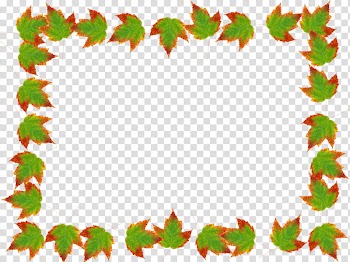 Frame, rectangular green and yellow leaves frame transparent background PNG clipart