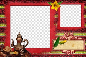 Frame Red Pattern, Red frame border retro pattern transparent background PNG clipart