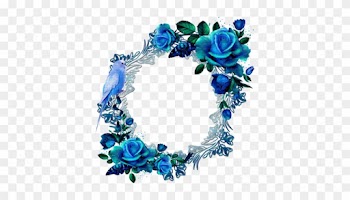 Frame Round Bp - Blue Flower Frame Rose