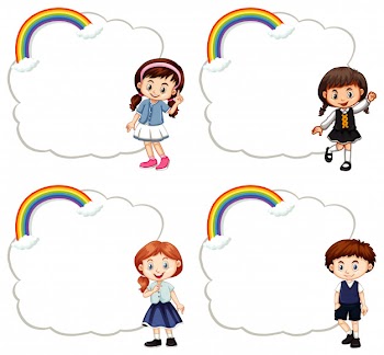 Frame templates with cute children Free Vector
