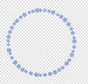 Frame tender blue flowers, round blue floral frame transparent background PNG clipart