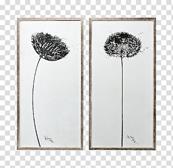Frame , two black flowers paintings with frames transparent background PNG clipart