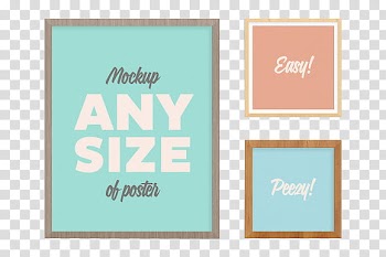 Frame , two teal and one pink text templates transparent background PNG clipart