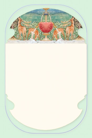 Frame vector, deer by a fountain, remixed… | Free stock illustration | High Resolution graphic