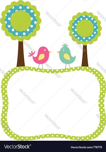  					Frame with birds and trees vector image														