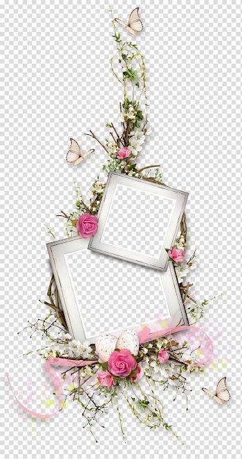 Frame with butterflies and flowers , Pink flowers Floral design, butterfly transparent background PNG clipart