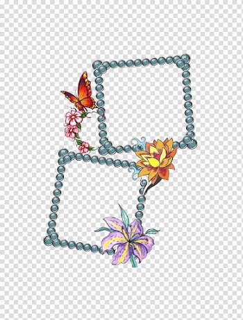 Frame with butterflies, butterfly, flowers, and square frames illustration transparent background PNG clipart