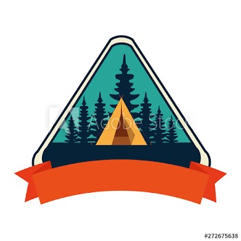 frame with camping zone and tent scene