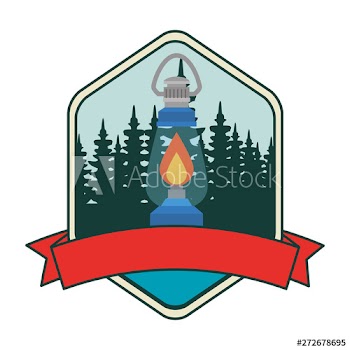 frame with camping zone with kerosene lantern