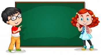 Frame  with happy kids and blackboard Free Vector