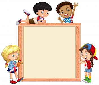 Frame  with happy kids Free Vector