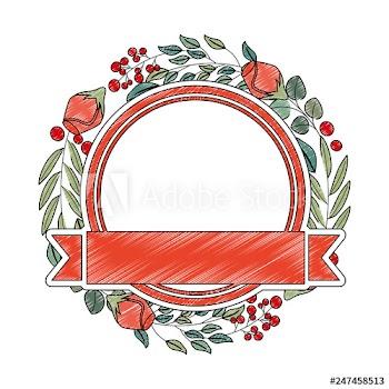 frame with rose flower beautiful and ribbon icon