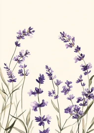 Framed Elegance: Purple Wildflowers in Watercolor