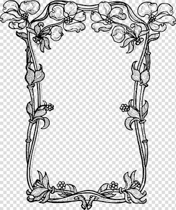 Frames Flower Black and white , borders transparent background PNG clipart