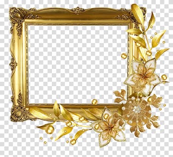 Frames Gold Borders and Frames Flower, message frame transparent background PNG clipart