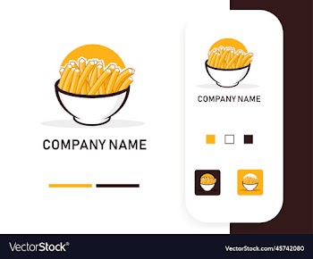 france fries bowl with sun logo design template