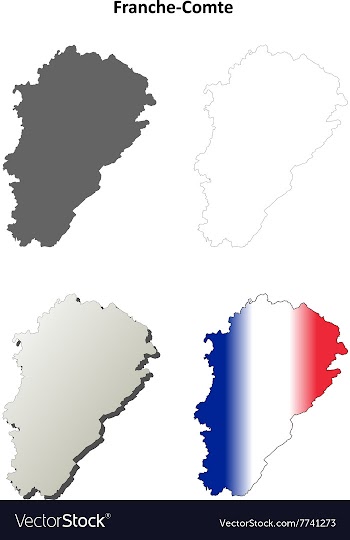 Franche-Comte blank detailed outline map set vector image