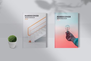 Free 2 Hardcover Book Mockup (PSD)