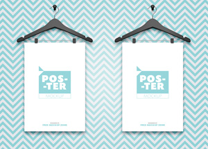 Free 2 Posters Hanging on Hangers Mockup pos- ter pos- ter 