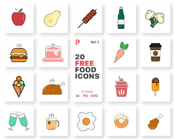 Free 20 Food Vector Icons Vol.1 vol.1 20 free food icons 20 icons ai ps svg 