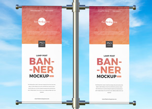 Free Advertising Lamp Post Banner Mockup psd la t laot ban- ban- -ner mockup -ner mockup 