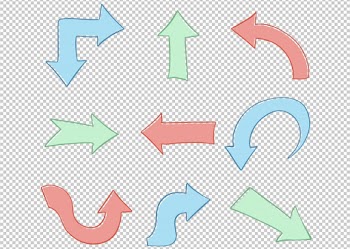 Free Arrow Set in PNG format, simple & drawing style