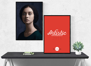 Free Artistic 2 Photo Frames Mockup artistic 