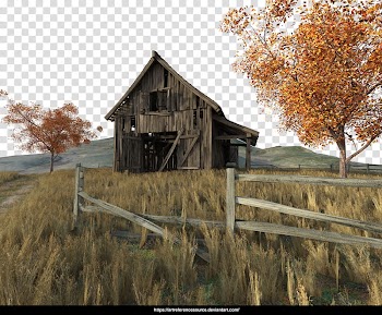Free Barn Scene add your own sky, brown wooden wrecked house transparent background PNG clipart