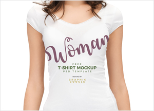 Free Beautiful Woman Wearing T-Shirt Mockup womay free t-shirt mockup psd template graphis google 