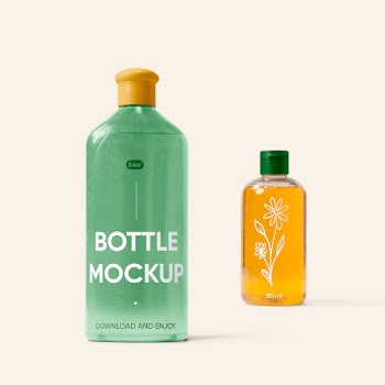 Free Big and Small Shampoo Bottle Mockup