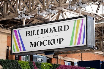 Free Billboard on Victoria Station Mockup