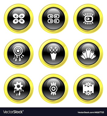 free black and gold glassy retro buttons