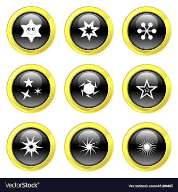 free black and gold glassy star buttons