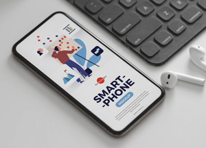 Free Black Keyboard With Smartphone Mockup smart- -phone 