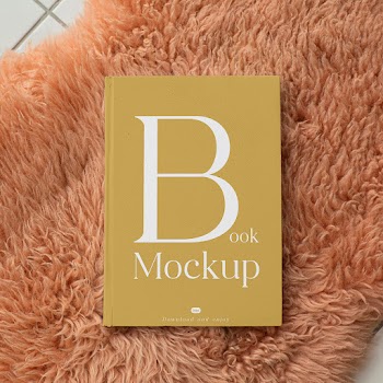 Free Book on Shaggy Blanket Mockup