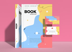 Free Book With Business Card Mockup book  ess c 