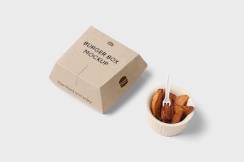 Free Box Burger and Fries Mockup