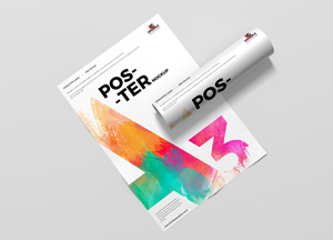 Free Branding A3 Size Poster Mockup PSD pos- -ter. pos- 