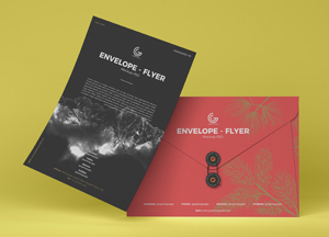 Free Branding Flyer With Envelope Mockup PSD envelope - flyer envelope flyer 