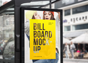 Free Bus Stop Billboard Mockup For Advertisement bill board moc iip 