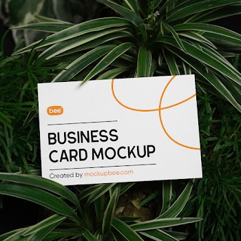 Free Business Card in Grass Mockup