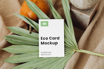 Free Business Card on Leaf Mockup