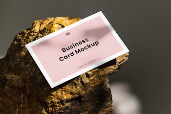 Free Business Card on Stone Mockup