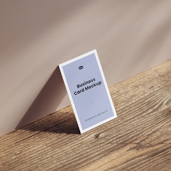 Free Business Card on Table Mockup